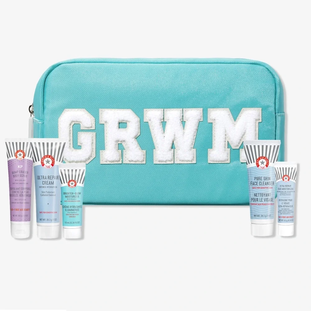 FIRST AID BEAUTY 6p Set KP Scrub Ultra Repair Brighten Glow Cleanser $50 NIP